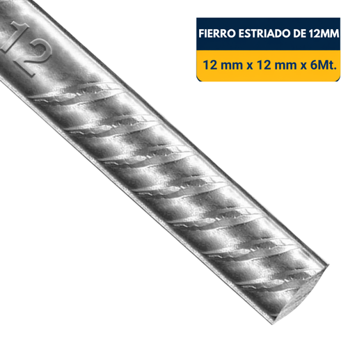 FIERRO ESTRIADO DE 12mm x 6Mt.