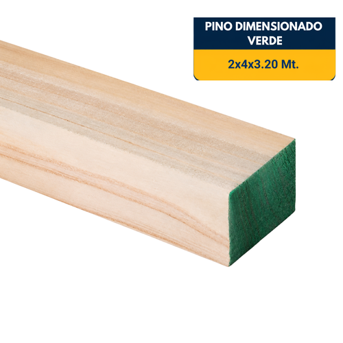 PINO DIMENSIONADO VERDE 2x4x3.2Mt.