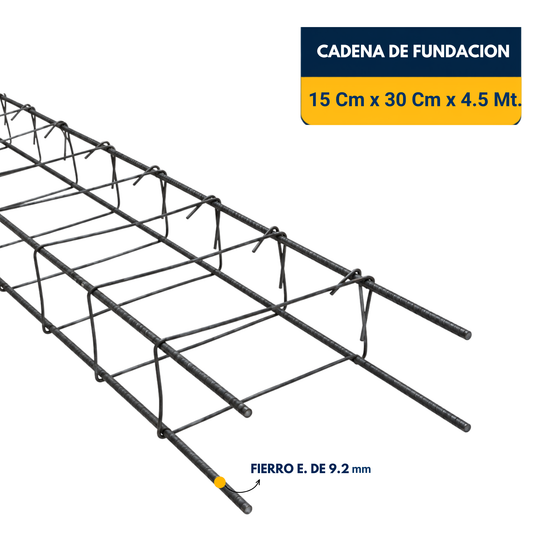 CADENA DE FUNDACION DE 15x30x4.5Mt. (Fierro E. 9.2mm)