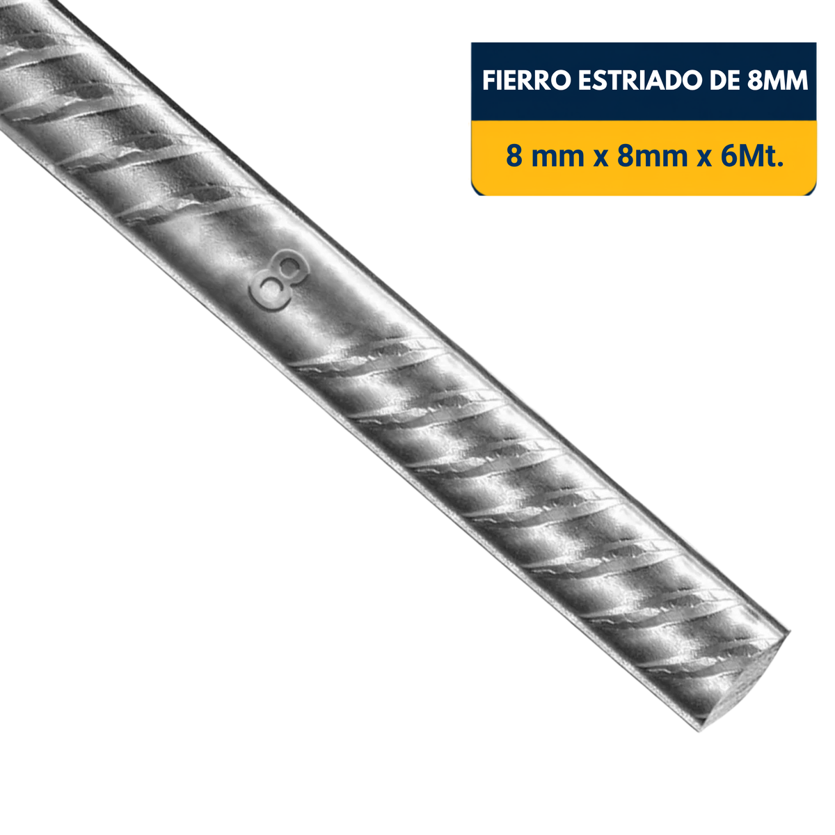 FIERRO ESTRIADO DE 8mm x 6Mt.