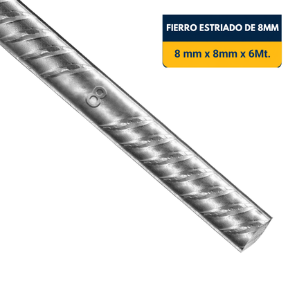 FIERRO ESTRIADO DE 8mm x 6Mt.