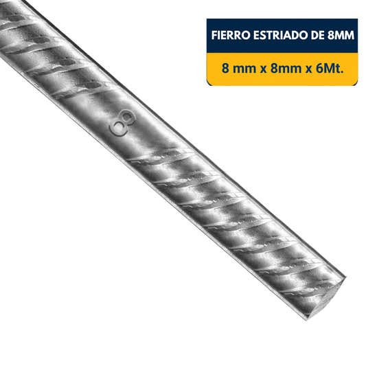 FIERRO ESTRIADO DE 8mm x 6Mt.