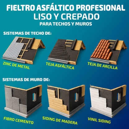 FIELTRO ASFALTICO CREPADO DE 1X40 Mt.