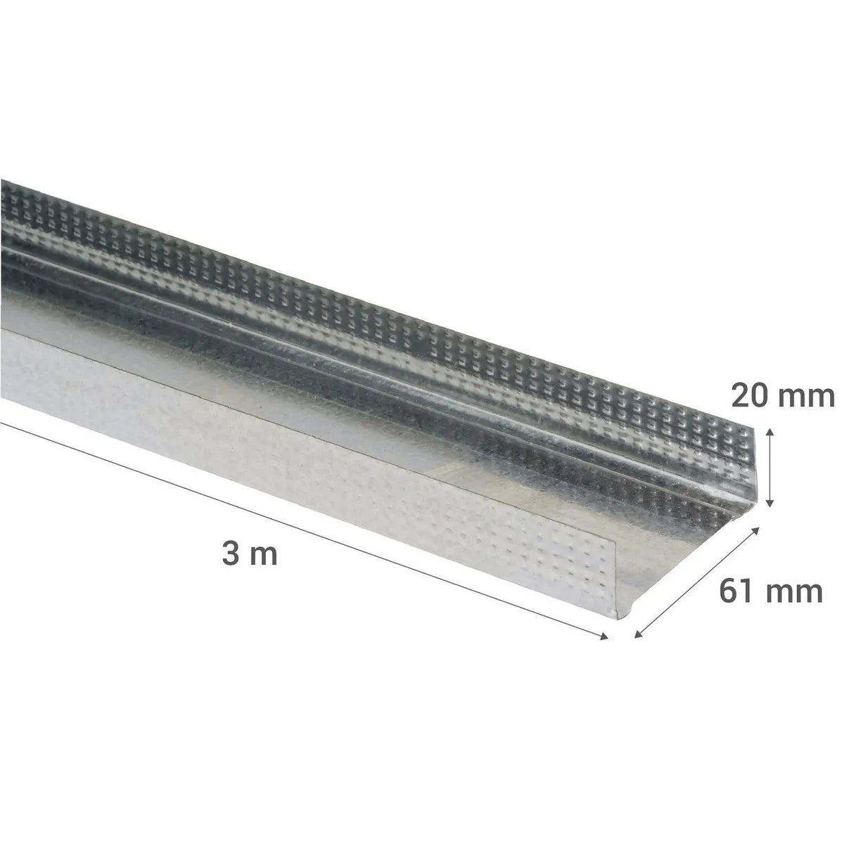 PERFIL ECONOMICO CANAL DE (62x20mm) EN 3Mt.