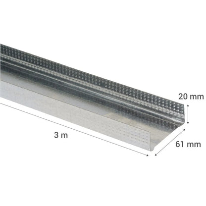 PERFIL ECONOMICO CANAL DE (62x20mm) EN 3Mt.