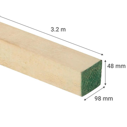 PINO DIMENSIONADO VERDE 2x4x3.2Mt.